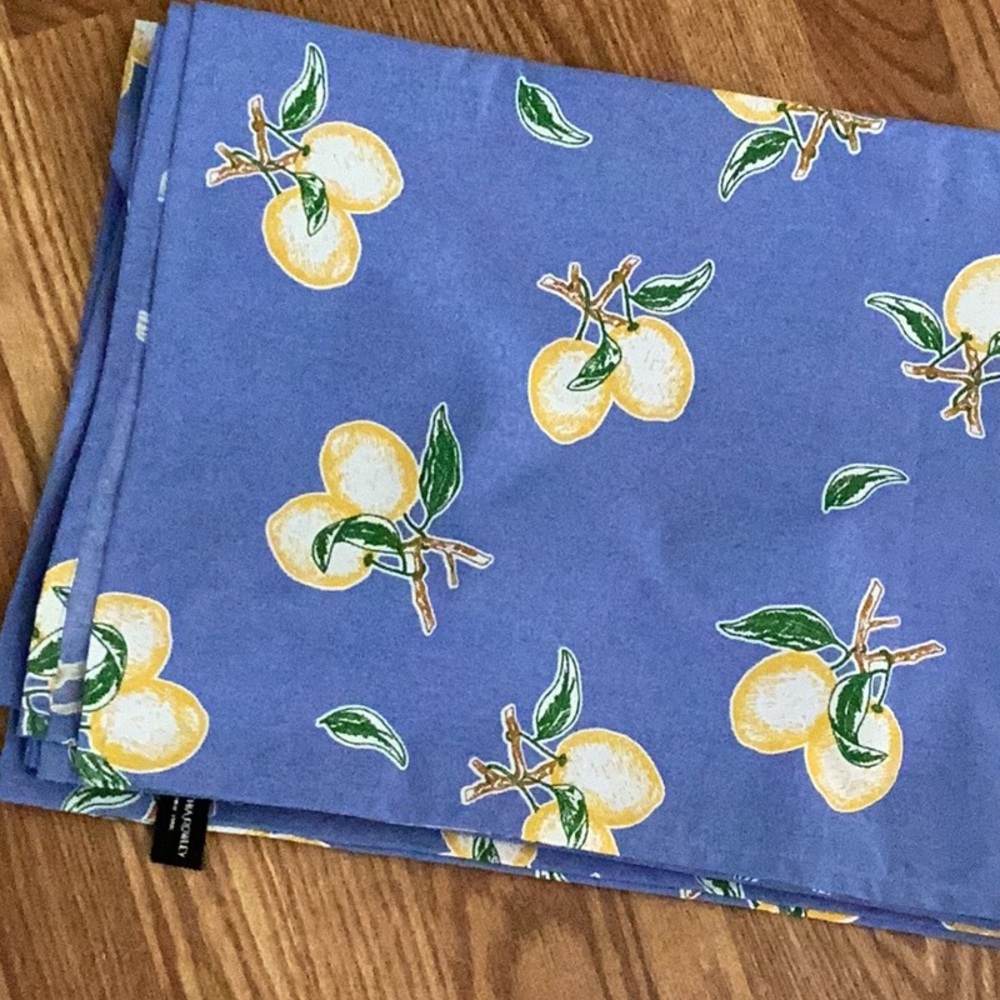 Cynthia Rowley Blue and Yellow Lemon Tablecloth